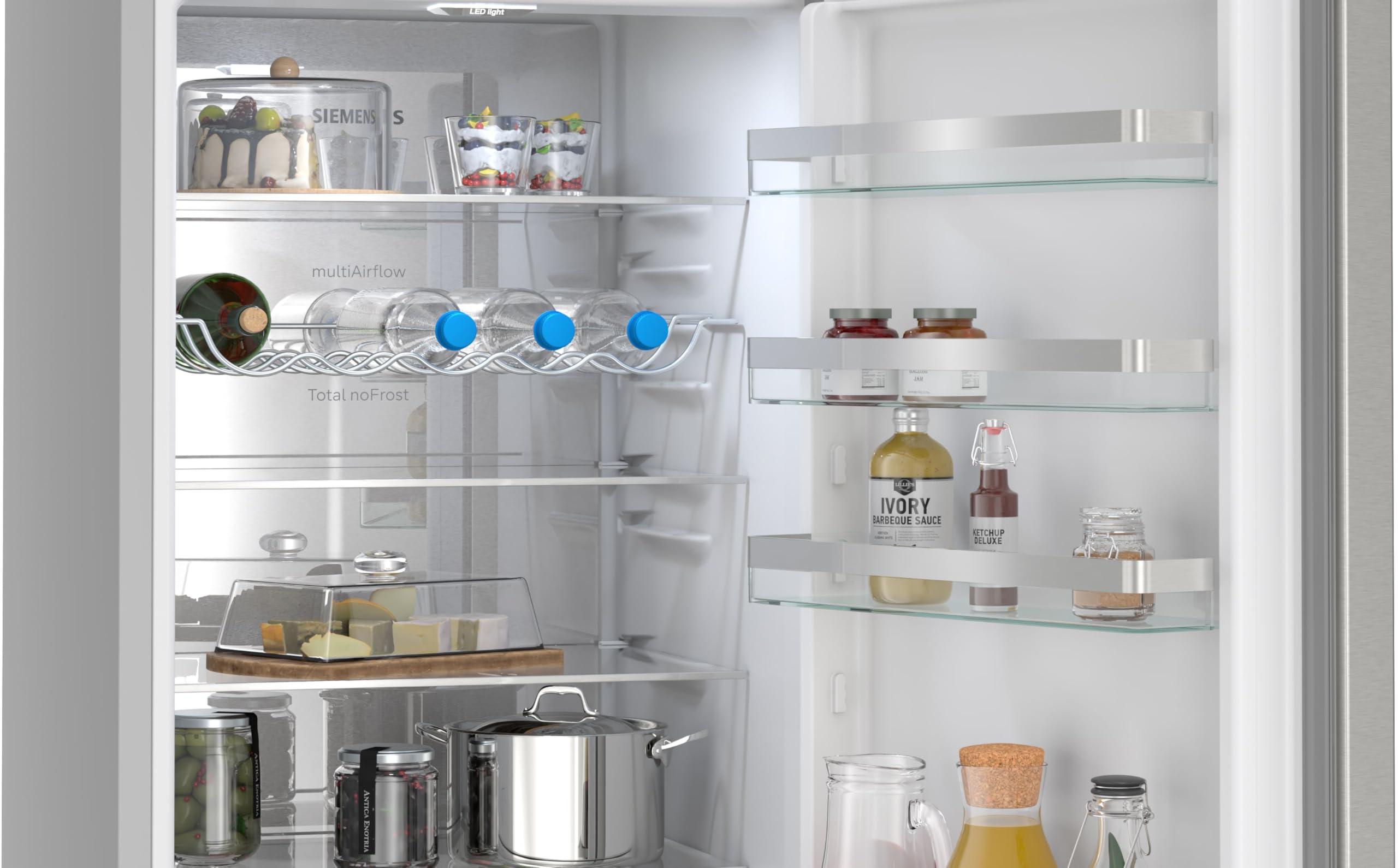 Siemens iQ300 Freistehende Kühl-Gefrier-Kombination 203 x 60 cm, KG39NVICV, 260 L Kühlen & 103 L Gefrieren, Total noFrost, Nahtlose Platzierung, hyperFresh 0°C Schublade, LED-Beleuchtung, Edelstahl