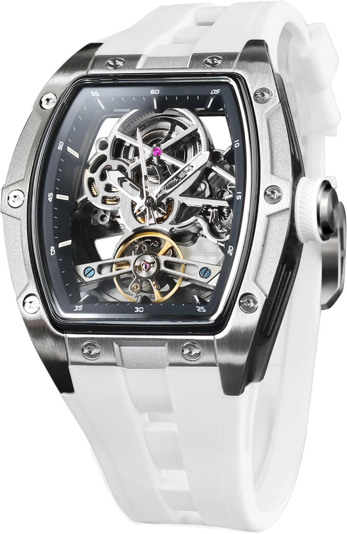 FORSINING Men's Automatic Watch with Mechanical Movement, Skeleton Dial