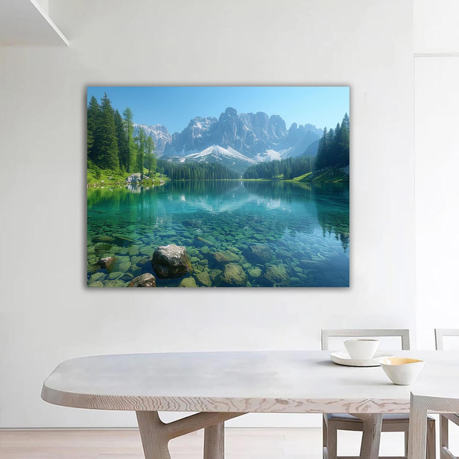 Amazon.co.jp: ZFXFHDR(へ楽ーツ) 森 絵画 湖の風景 アートパネル