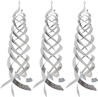 Woodpecker Outdoor Reflector,bird Scare, Owl Decoy To Scare Birds, Bird Repellent Spiral Reflectors Silver Mylar Spinner, Hanging Reflective Bird Deterrent Device, Like Woodpeckers, Pigeons And Geese