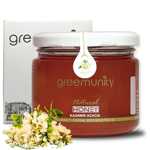 GREEMUNITY  Kashmir Acacia Honey Single Origin Raw Unprocessed Pure Ethically Sourced Direct from Beekeepers - 400GM