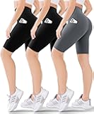 Blisset 3 Pack Women's Active Shorts - 3”/5”/8”High Waist Tummy Control No See -Through for Cycling Jogging Gym Workouts