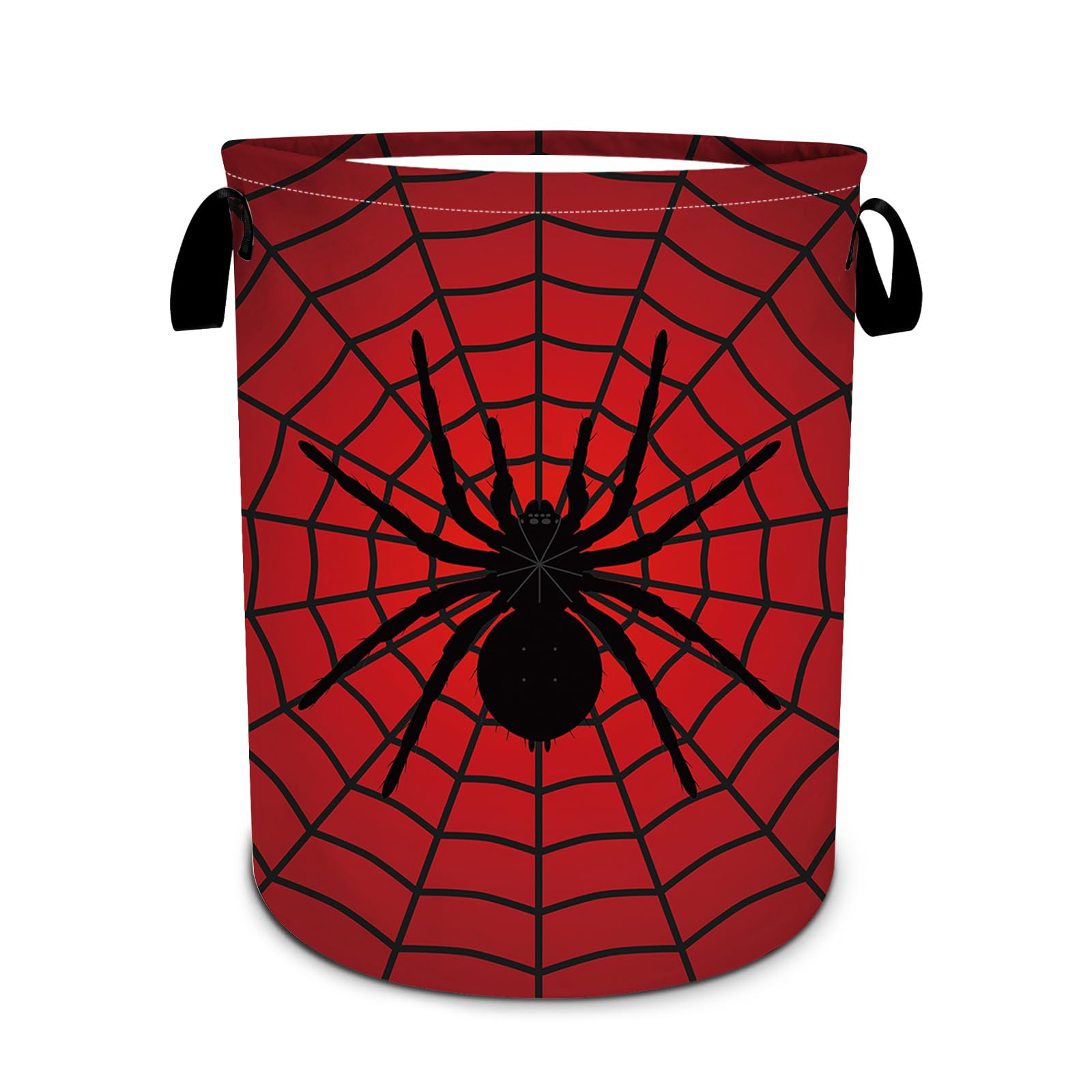 Laundry Hamper, Red Spider Web Laundry Basket, Oxford Waterproof Foldable Clothes Storage Bin, Toy Organizer Basket for Bathroom/Household/College Dorms 15.7