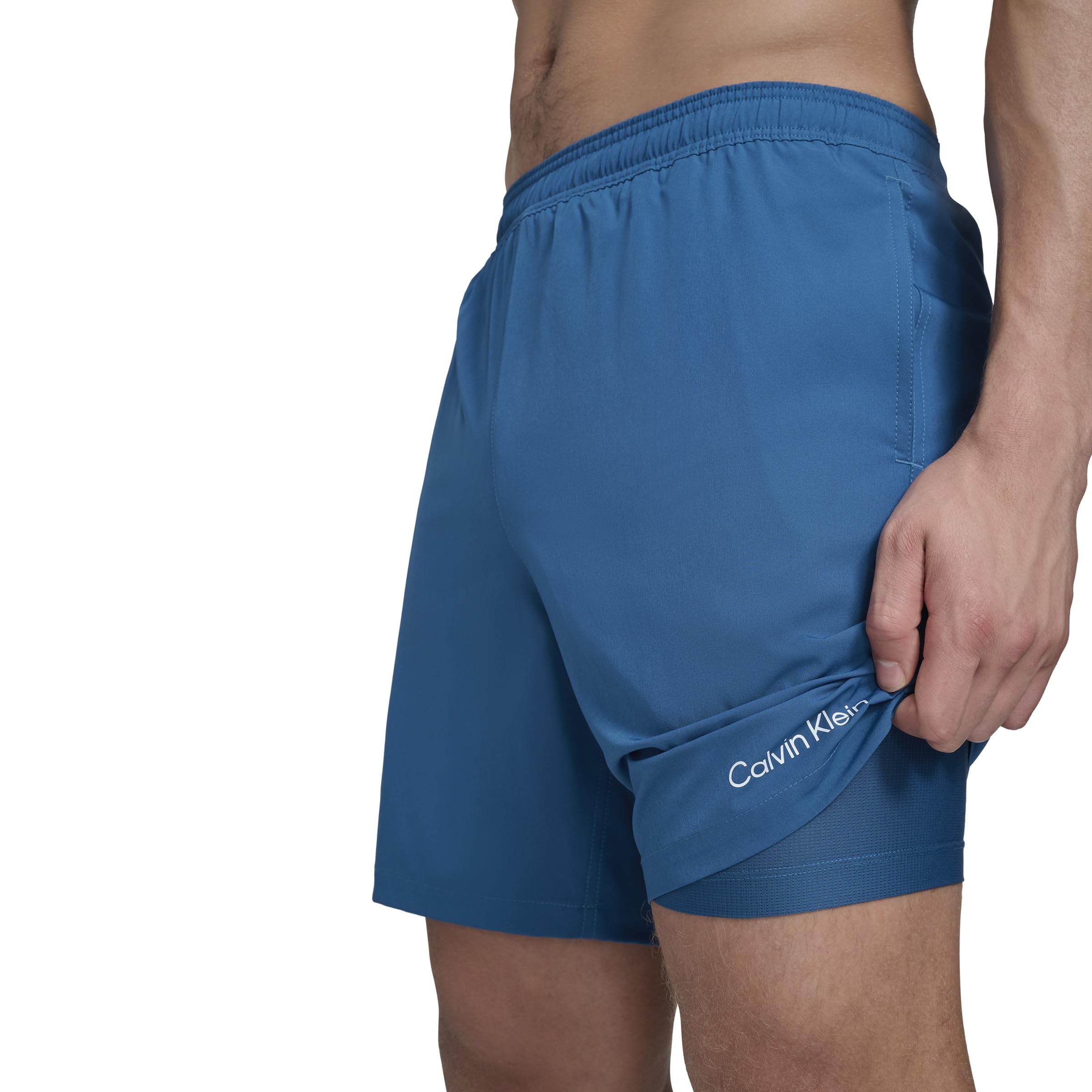 Calvin Klein Men's Volley Quick Dry Stretch Swim Trunk Swimming Trunks, Blue, S