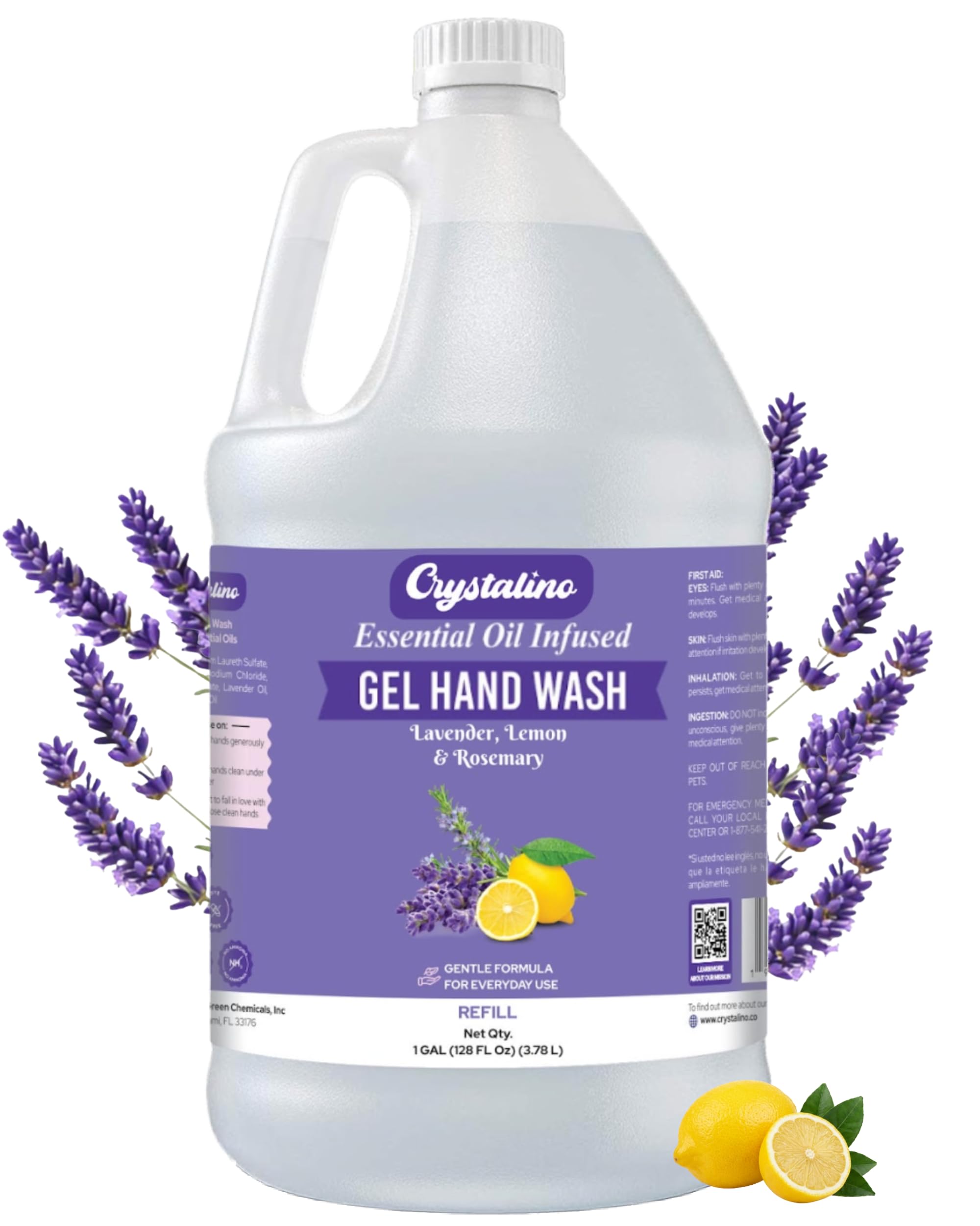Sapone liquido per le mani con olio essenziale di lavanda, ricarica da 3,8 litri, non tossico, per bagno, non antibatterico