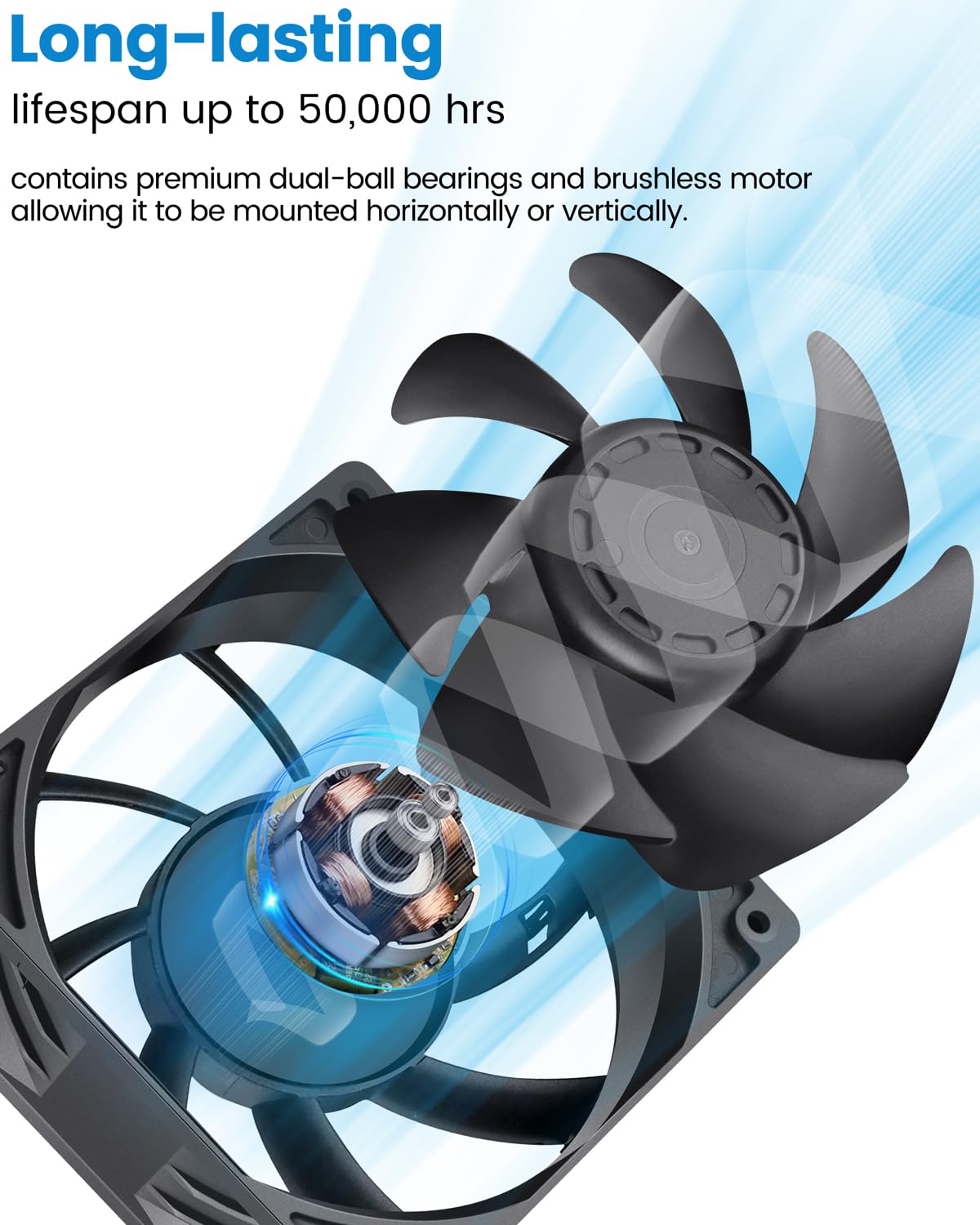 GDSTIME Ventilador IP67 impermeable de 120 mm x 38 mm, 24 V CC, paquete de 2