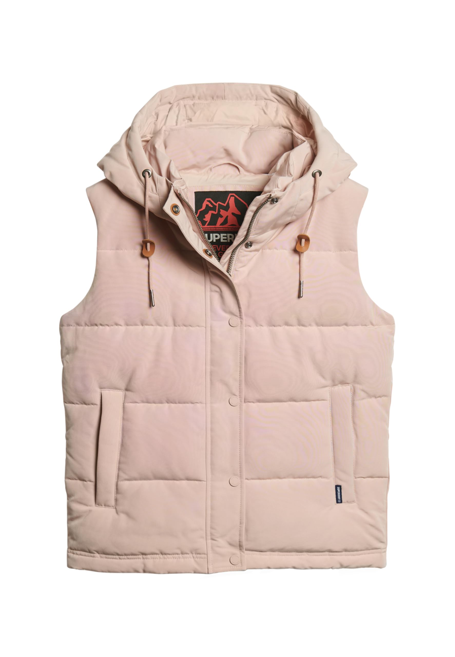 Superdry Women's Pink Blush Everest Hooded Puffer Gilet Jacket For Uk 8