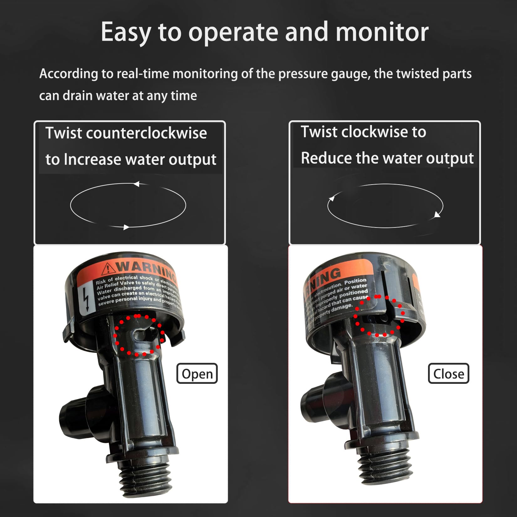 98209800 98209803 Manuelles Luftentlastungsventil mit Manometer für Schwimmbad und Spa-Filter, hoher Durchfluss, manuelles Überdruckventil (kein Manometer)