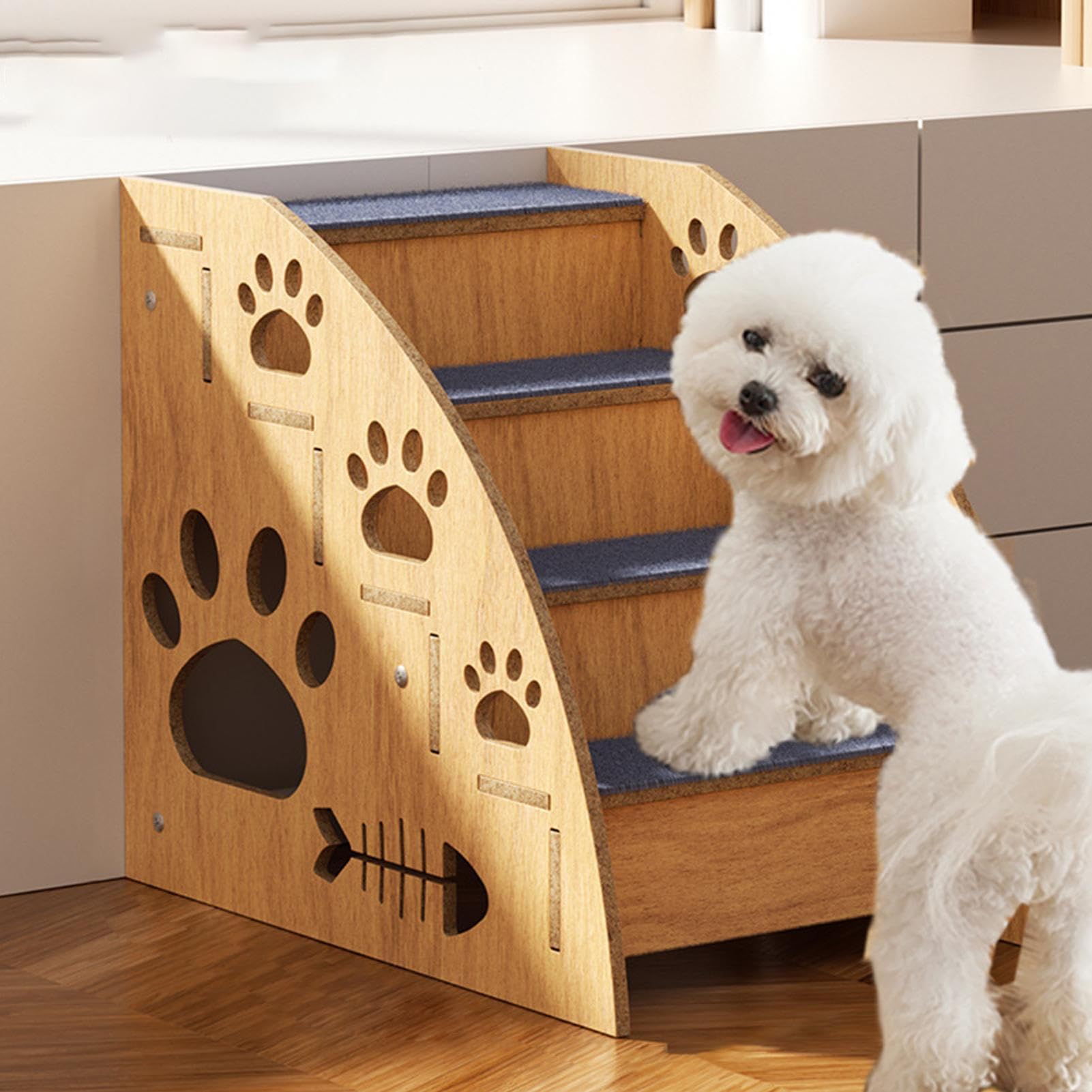 Escalones para perros para cama – Rampa para perros para interiores | Escaleras de madera para mascotas, cama antideslizante para perros y gatos grandes/medianos/pequeños