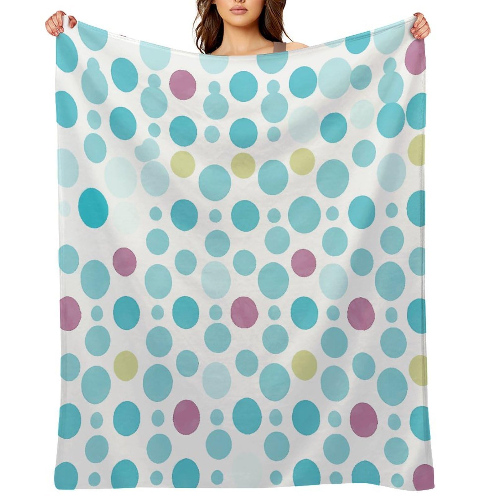 Blue Polka Dot Pattern Throw Blanket for Couch and Bed Super Soft Warm Lightweight Throw Blankets Cozy Fuzzy Flannel Blanket Personalized Decorative Blankets for Sofa Decor 40"x50"