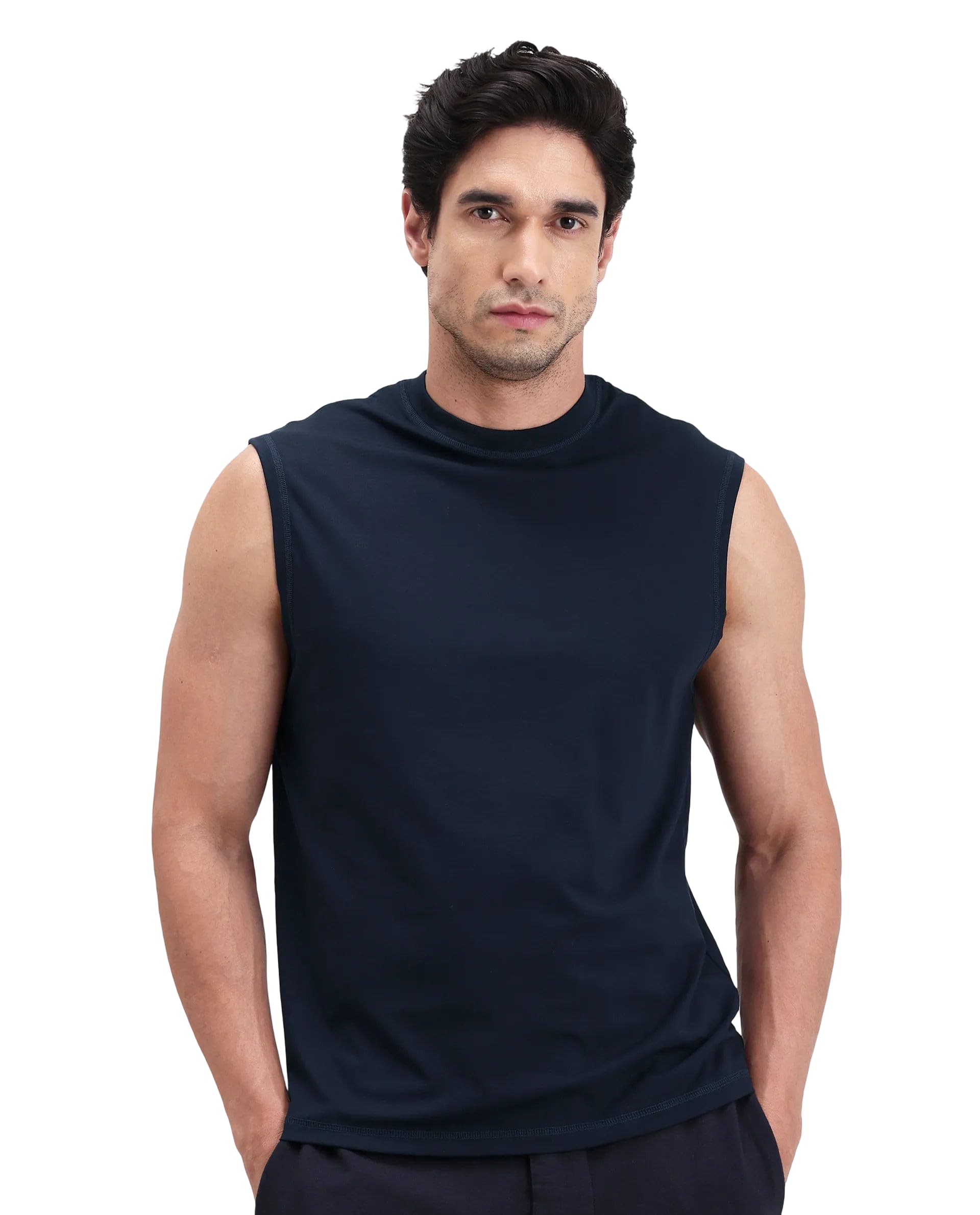 rare rabbit regular fit plain vest-picture-37