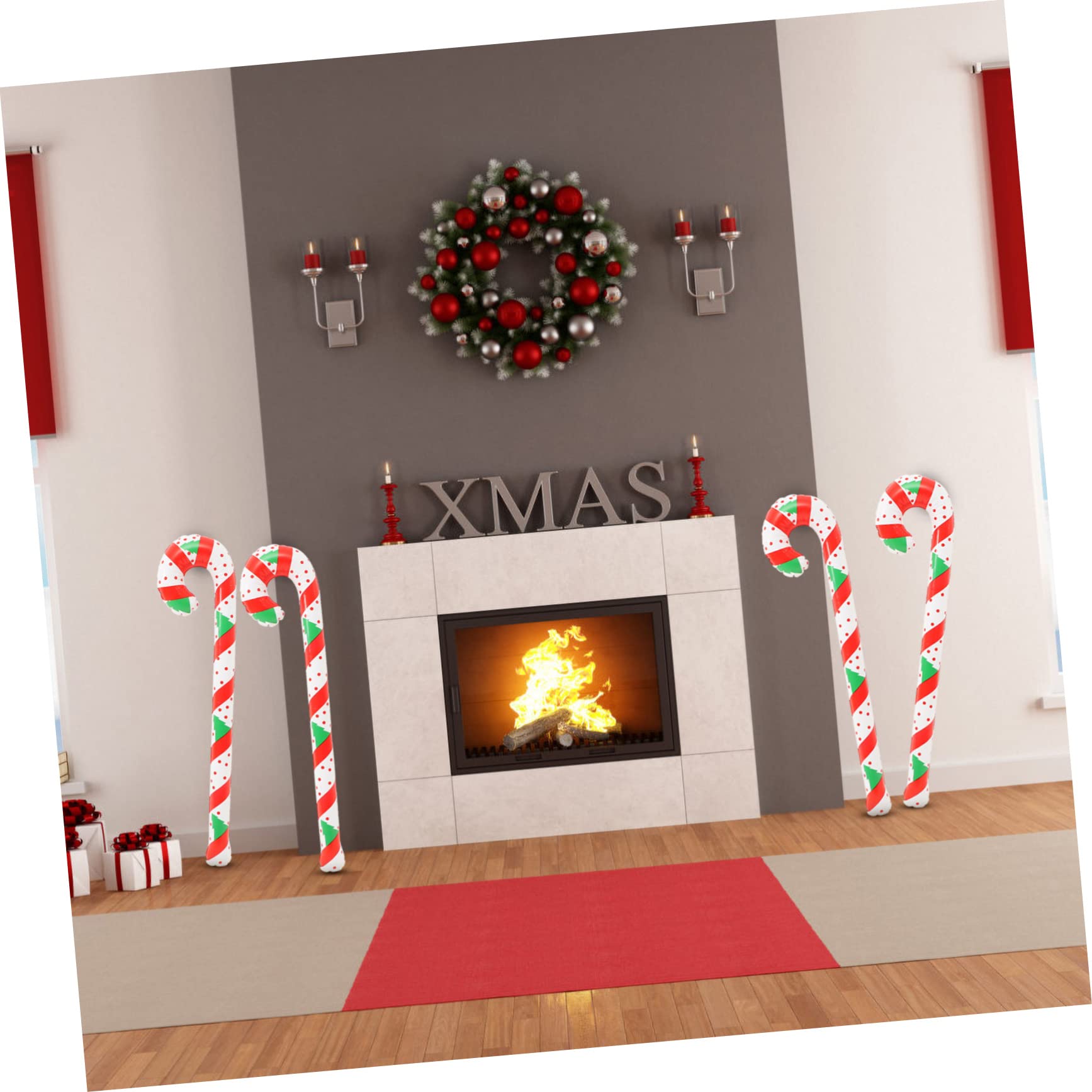 VICASKY 4 Palloncini Gonfiabili Di Zucchero Natalizi in Pvc 90 Cm, Decorazioni Natalizie Portatili Per Feste Di Compleanno Ragazzo Ragazza, Decorazioni Di Caramelle Per Esterni Ed Interni
