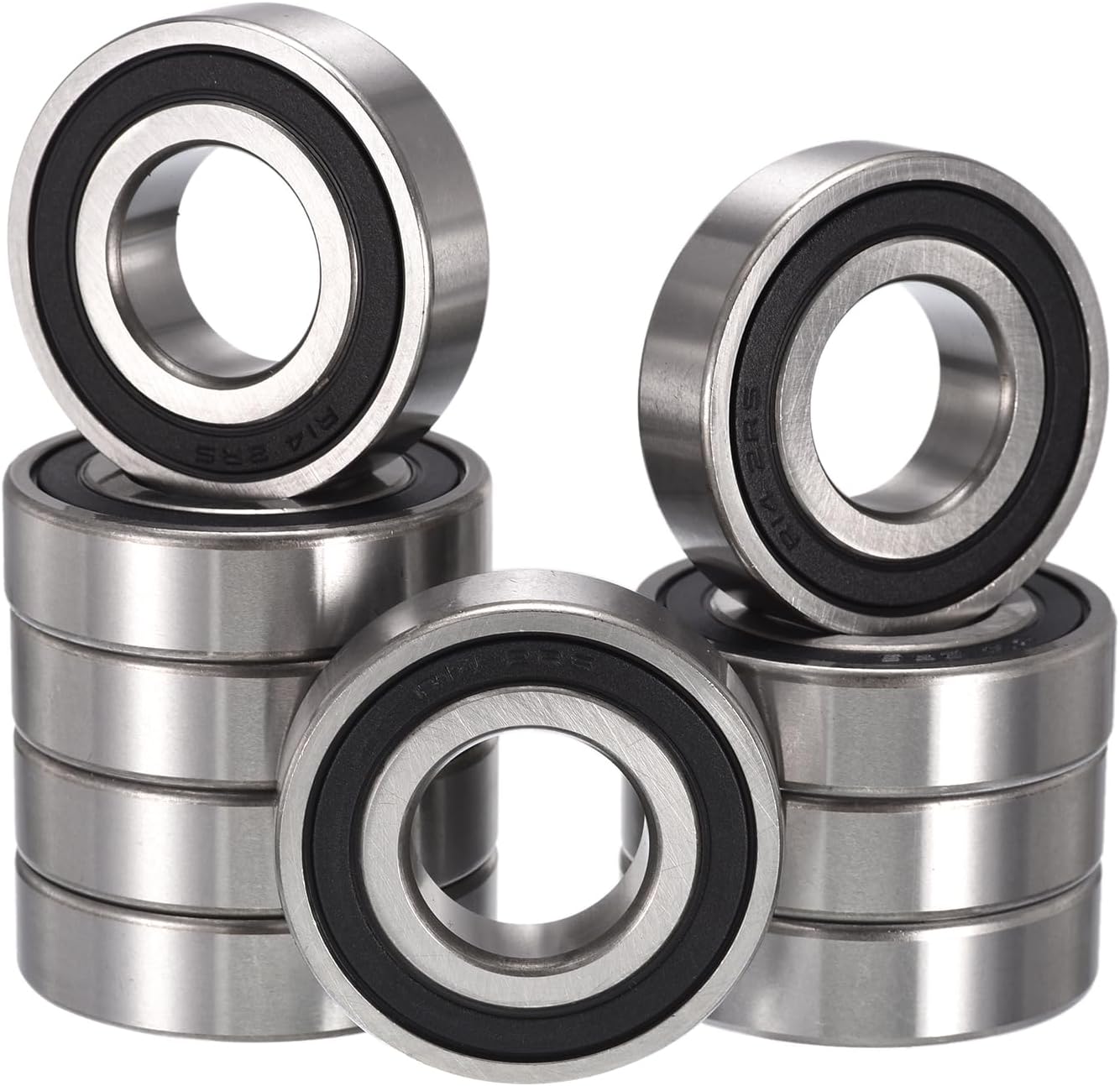 R14-2RS Deep Groove Ball Bearings, ID 7/8" x OD 1-7/8" x Width 1/2" Double Rubber Sealed Ball Bearing Pre-Lubricated Chrome Steel Z2 Lever 10pcs