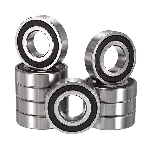 Miniatura 36 de R4-2RS Rodamientos rígidos de bolas, ID 1/4" x OD 5/8" x Ancho 9/32" Rodamiento de bolas sellado de goma doble palanca de acero cromado prelubricado