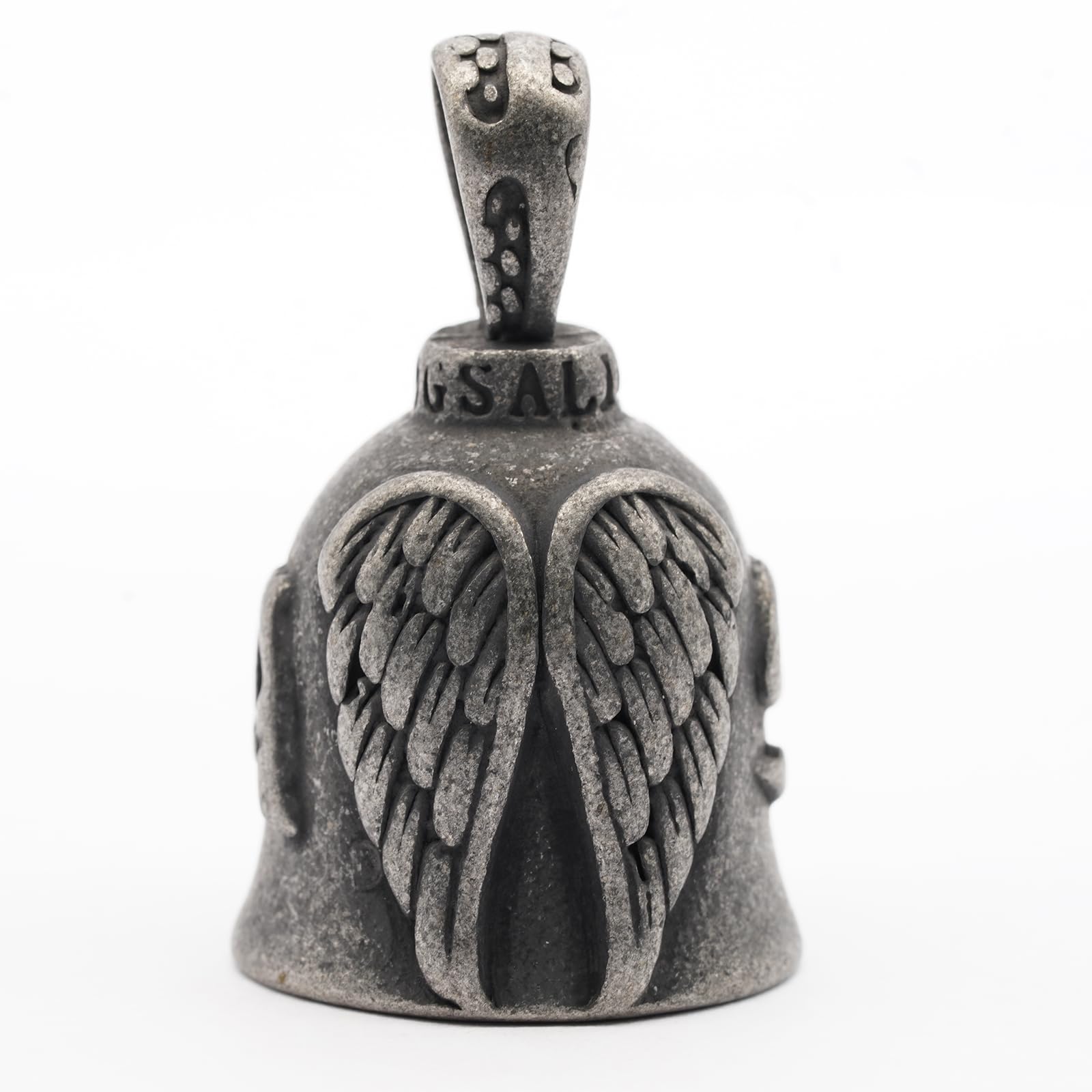 Angel Wing Knight Bell Letters USA Motorcycle Bike Riding Guardian Bell - Never Ride Faster Than Your Angel Can Fly (Grey)