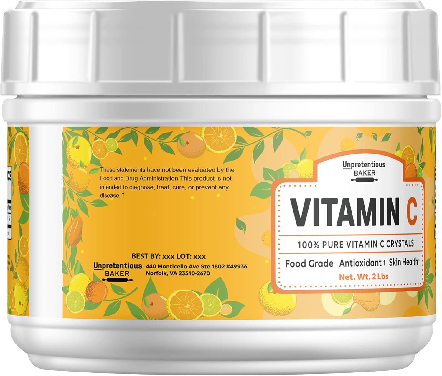 Vitamin C Powder (2 lb) Ascorbic Acid, Vegan, Non-GMO & Gluten-Free, Lab Tested, Antioxidant* : Health & Household