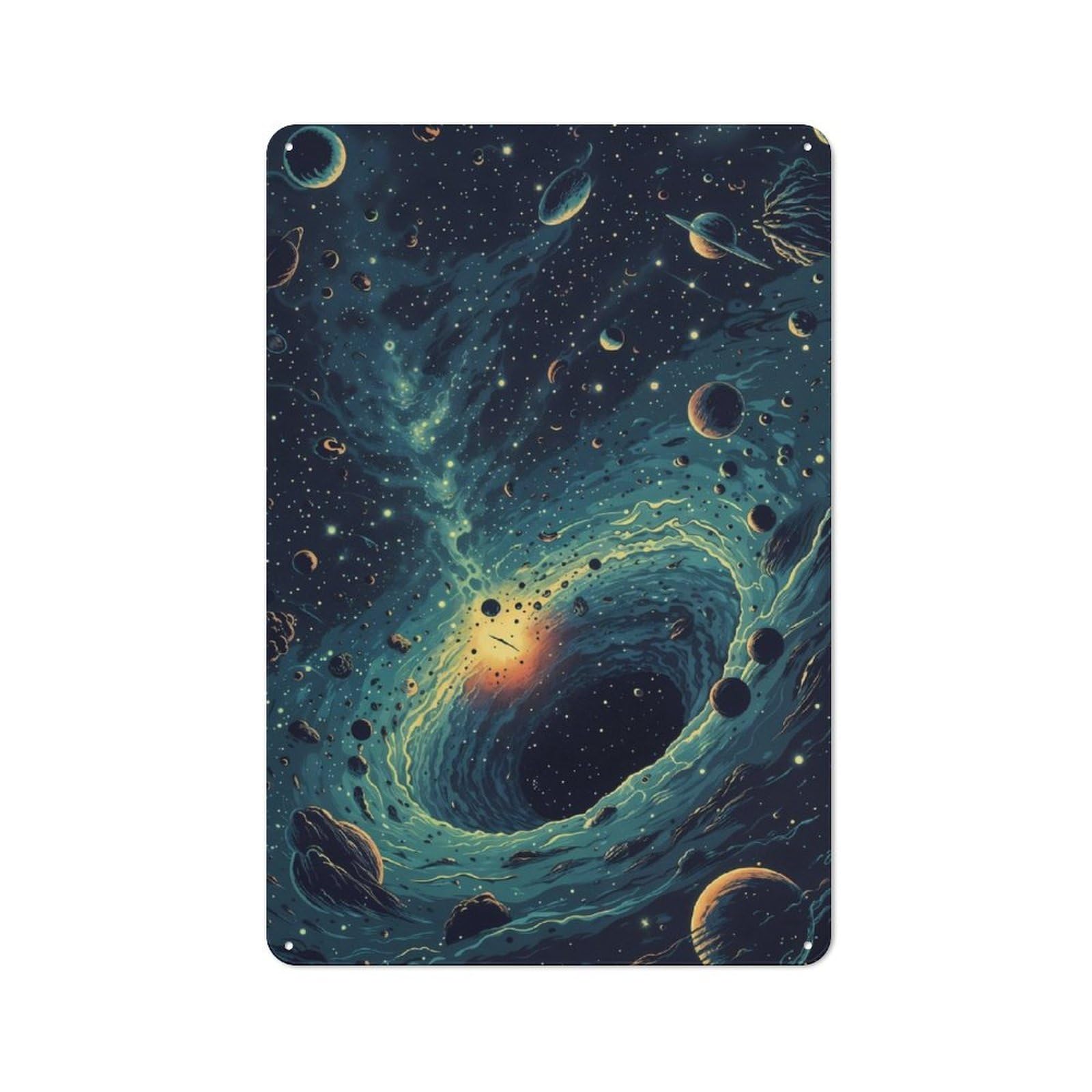Junmoney Cosmic Galaxy Space Swirl Retro Metal Wall Sign 30X20cm For Guest Room Or Hallway, New-Space Wall Decor For Home Decor Collectors