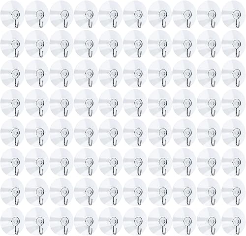 Yesland 80 ganchos de pared con ventosa, almohadillas de plástico reutilizables transparentes y ganchos de utilidad, suministros prácticos para