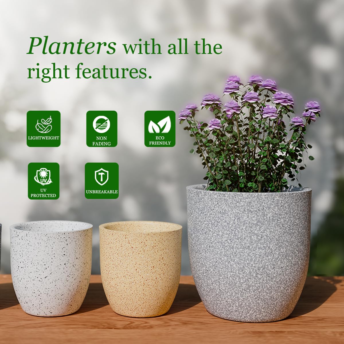 Italian Style Planter Pots - Durable & Lightweight -2 Italian Style Planter Pots - Durable & Lightweight -2