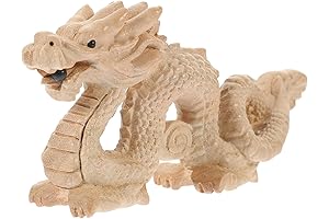 Chinese Dragon Statue 2024, Luxshiny Feng Shui Natural Wood Dragon Figurine