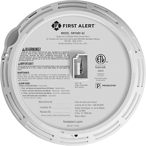 Miniatura 5 de First Alert Alarma de humo Interconnect Hardwire con respaldo de batería y alertas de voz, paquete de 3