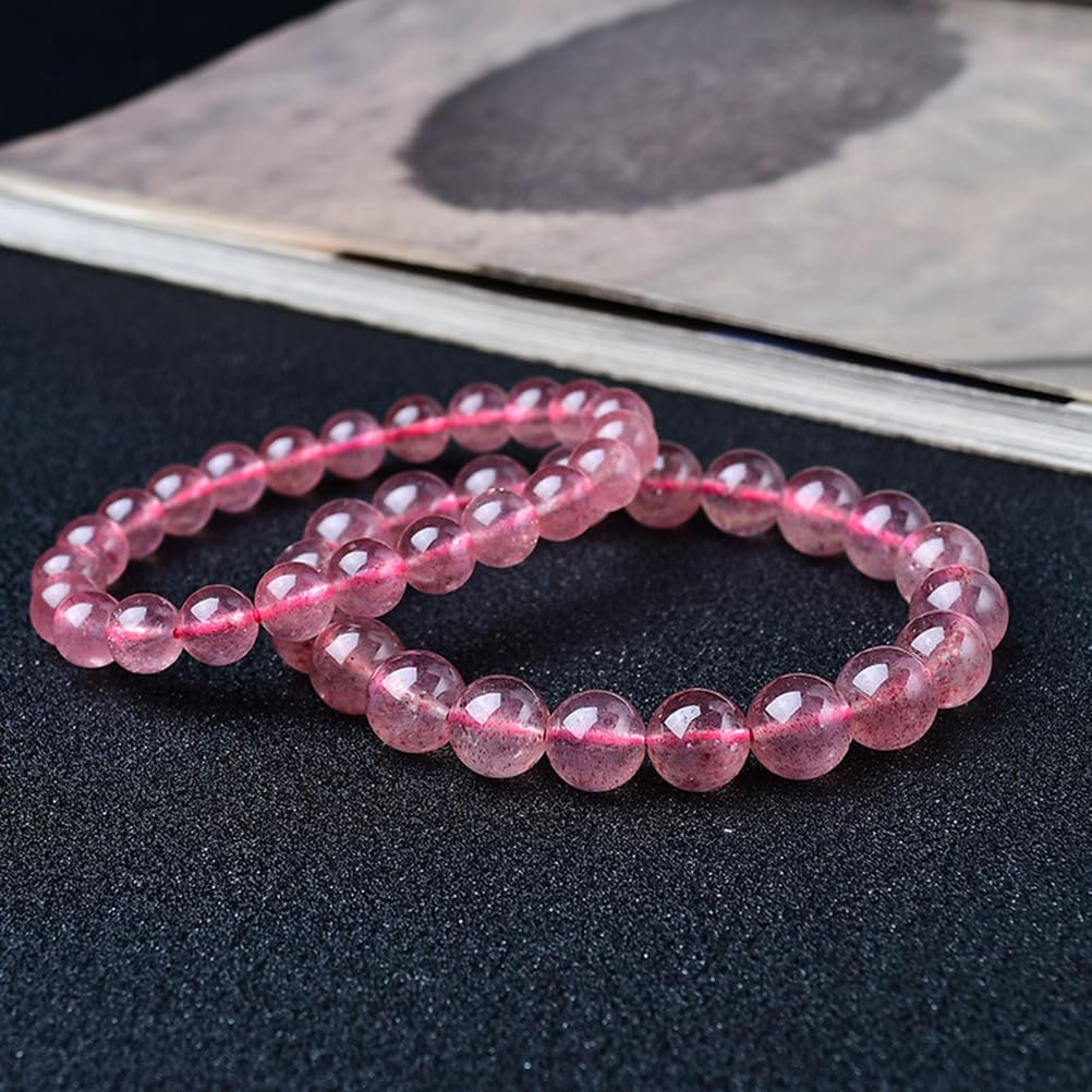 Pulsera Feng Shui Pulsera de Cristal de Cuarzo Fresa Pulsera de dragón Chino Pulsera de Piedras Preciosas Naturales para Mujer Pulsera de Chakra de Cristal Reiki Pulsera talismán,6mm