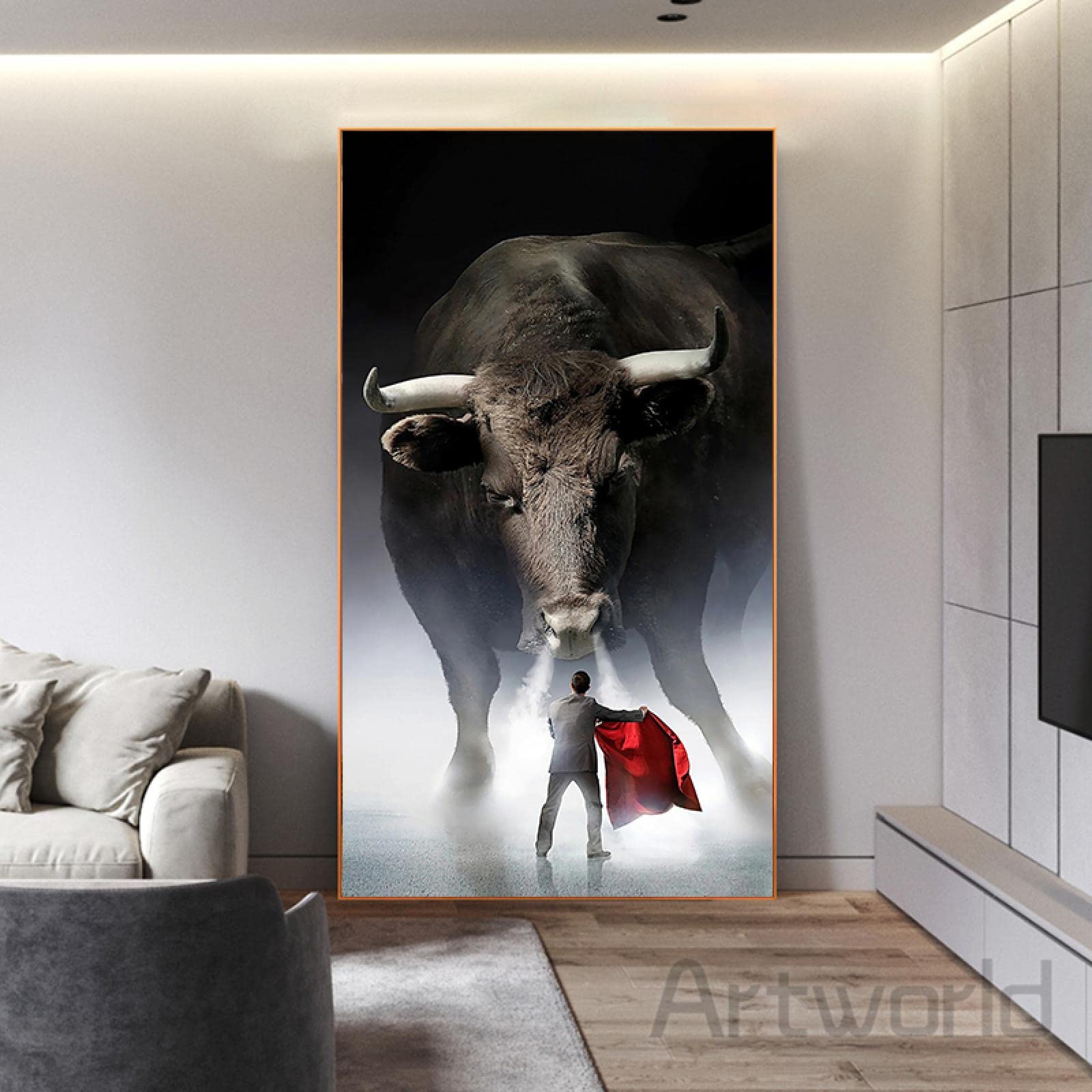 Malarstwo walki byków na płótnie zwierzęta sztuka ścienna plakaty i wydruki nowoczesne obrazy dekoracyjne do salonu dekoracja domu 40 x 80 cm bez ramy
