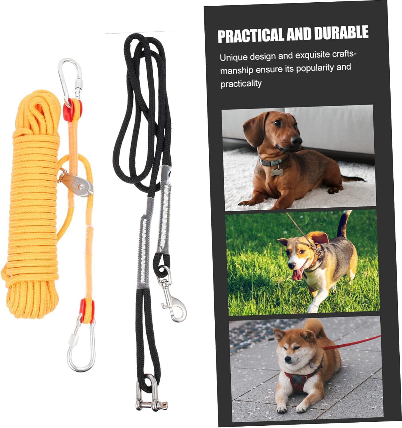 BESPORTBLE Pet Dog Tie Out Cable Dog Camping Cable No Dead Angle Hook Long Leash for Tie Out Puppy Walking Belt Camping Chain Outdoor Pet Supply