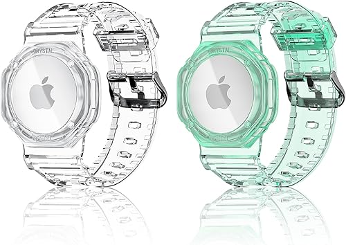 SUPERNIGHT Paquete de 2 pulseras de AirTag para niños, pulsera GPS Tracker compatible con Apple Air Tag, soporte ajustable antipérdida oculto para