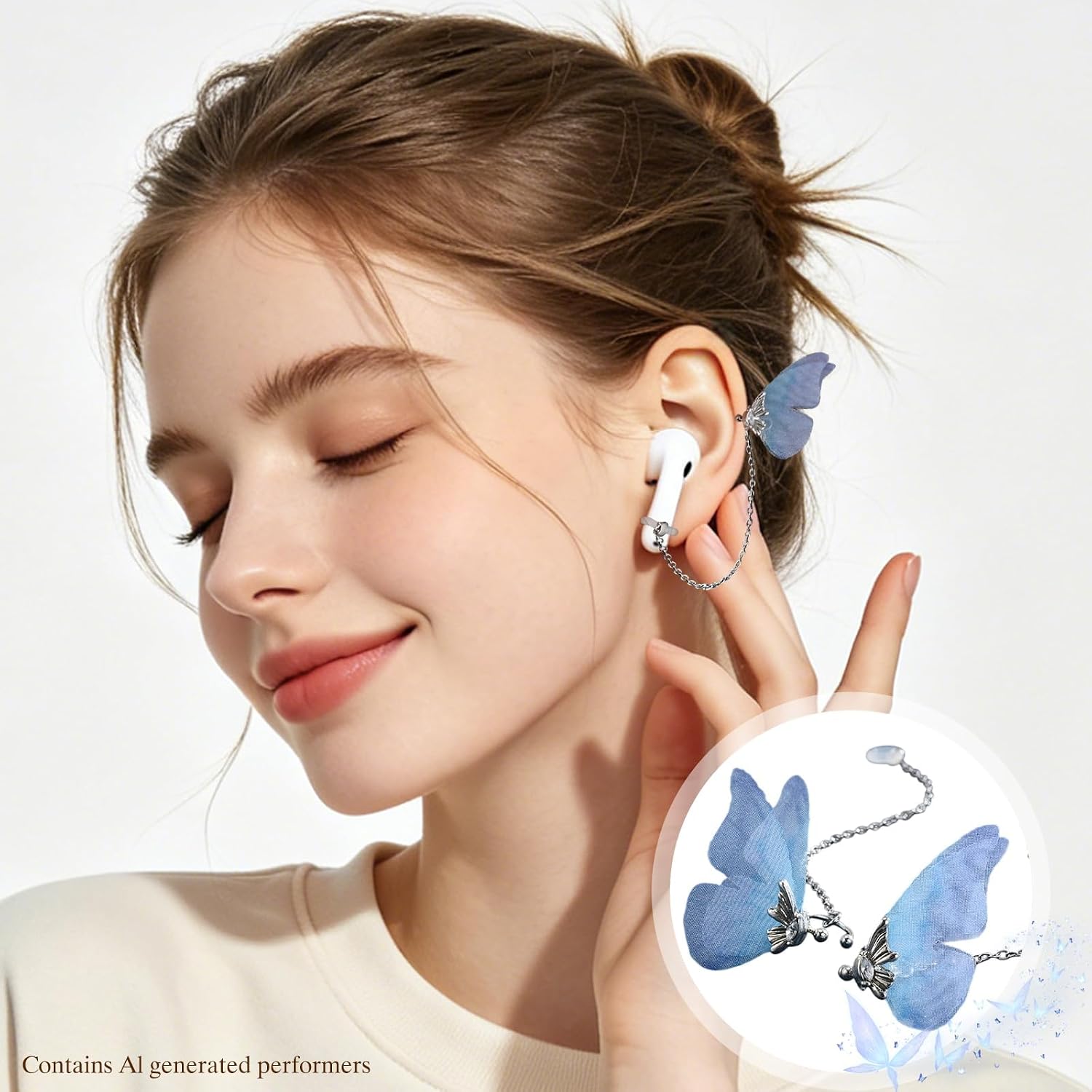 1 Pair Cochlear Implant Clips Blue Butterfly