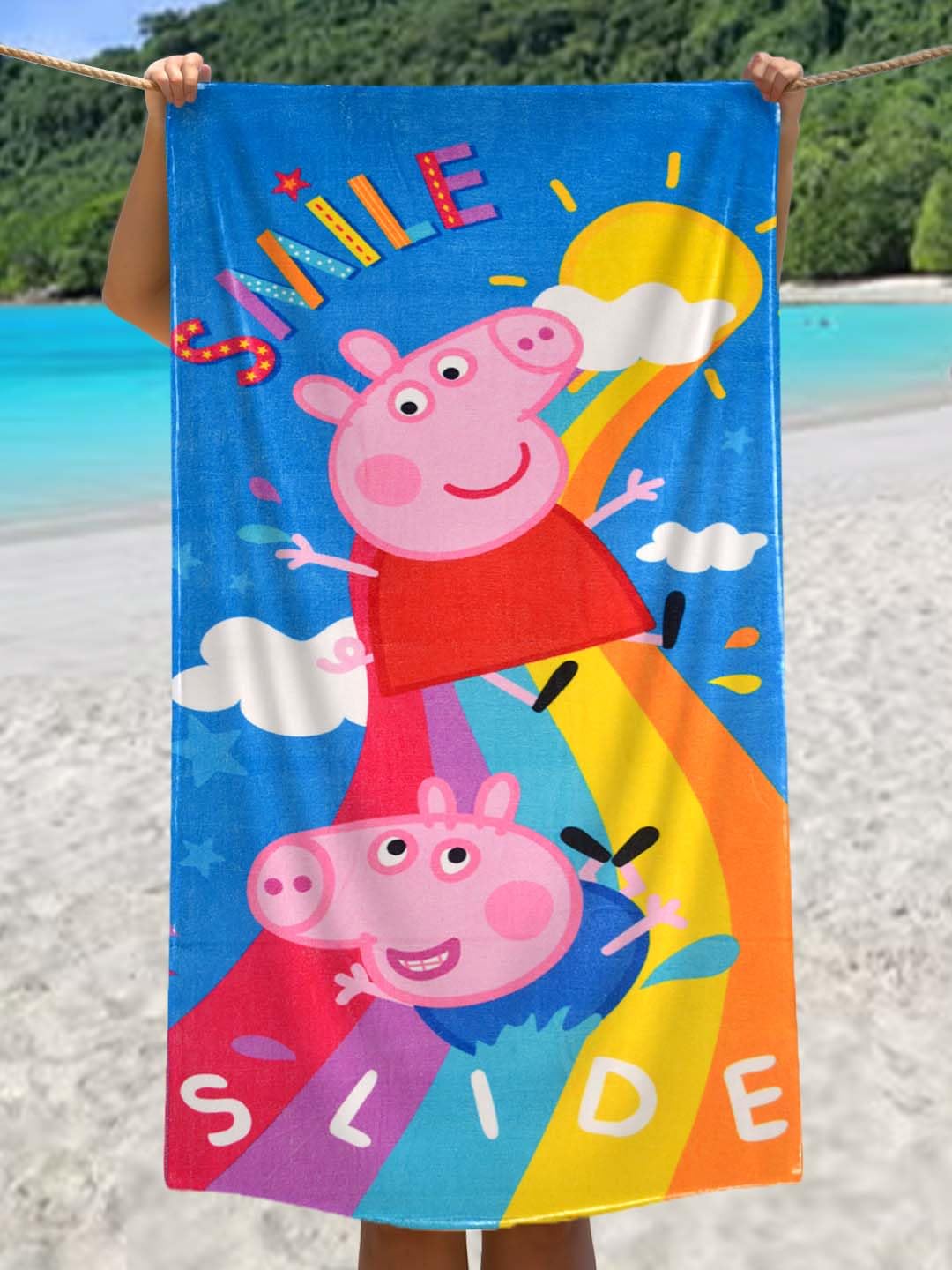 Athom Living Kids Soft Cotton Kids Favourite Character Printed Bath Towel (Peppa Pig)