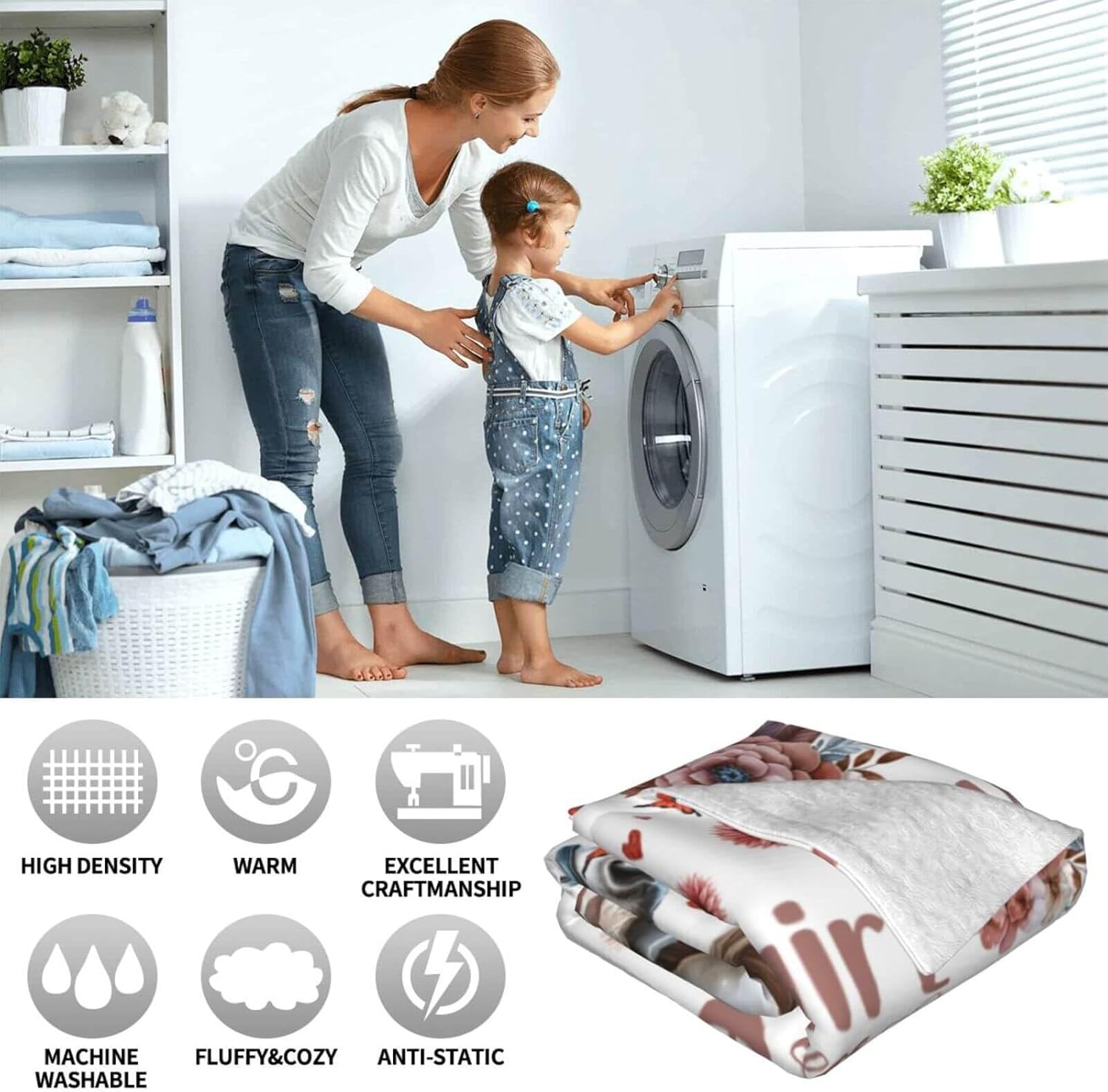 Horse Blanket, 60" x 50" Flannel Cute Horses Themed Stuffed Animal Colorful Throw, Soft Nap Throw Blanket for Home Boys Girls Women Horse Lovers - Image 6