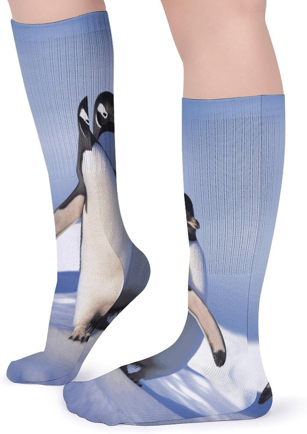 Cute Penguin Crew Socks Cozy Casual Calf Socks Lightweight Long Work Sock Breathable Athletic Sock for Hiking Sports Running 5 Pairs