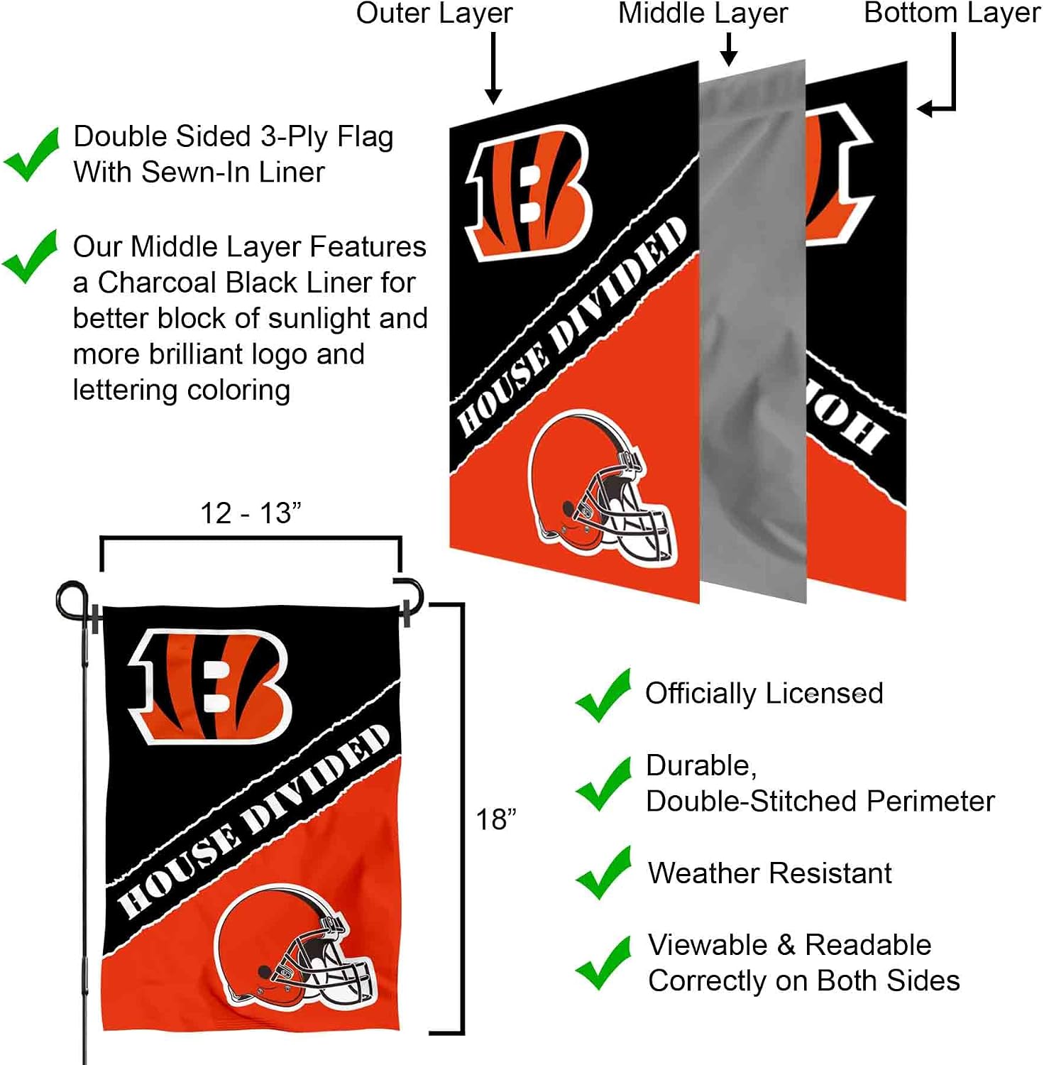 House Divided Bengals and Browns Double Sided Garden Flag