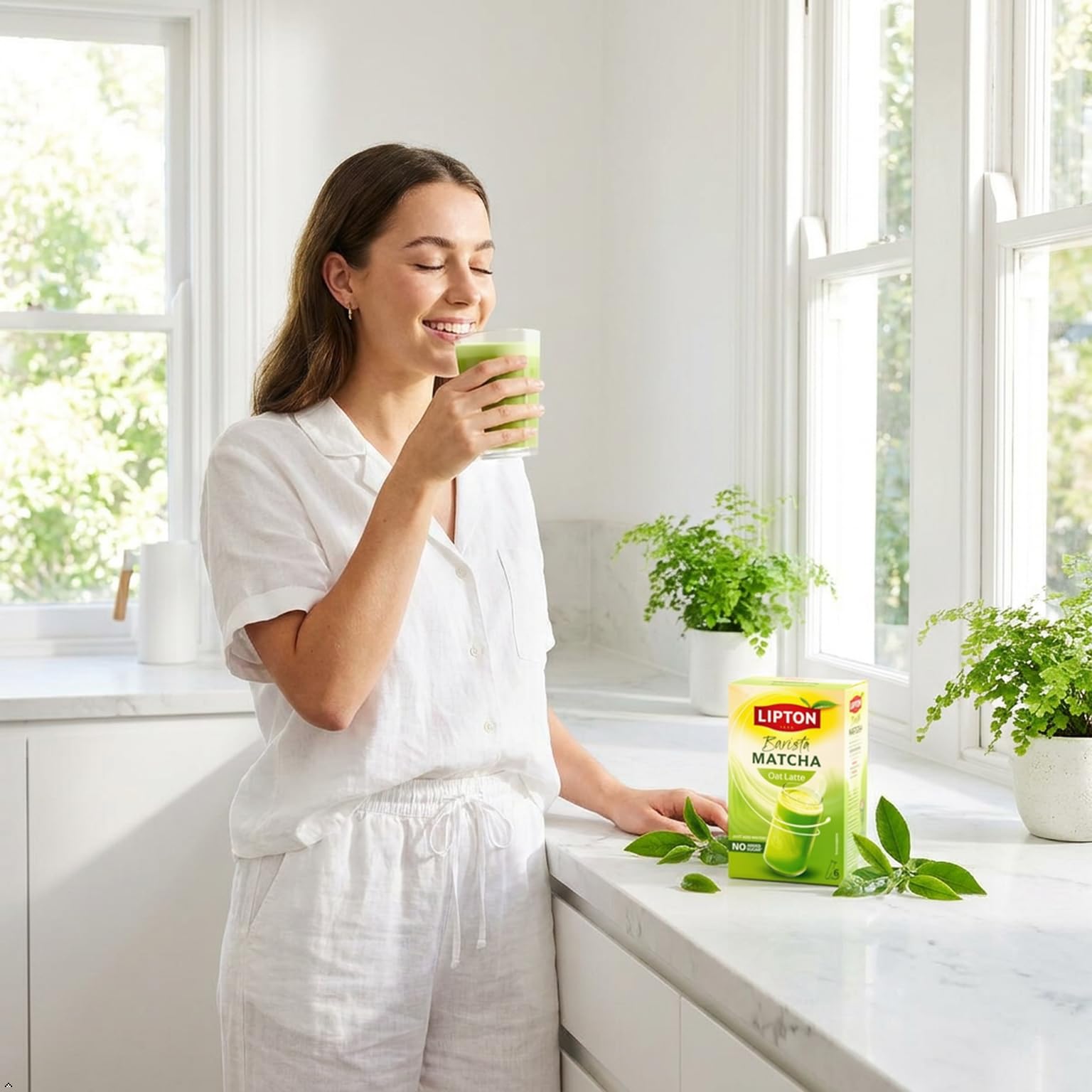 Lipton Matcha Latte Original con Avena Sin Azúcar 6 Sticks