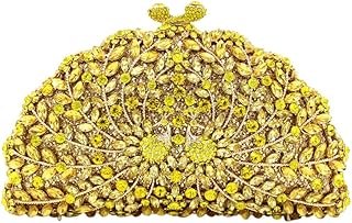 Strass Sera Borsa Donna Pochette Partito Cerimonia Borse Matrimonio Borsetta Brillantini Frizioni Elegante Clutch Pavone Giallo