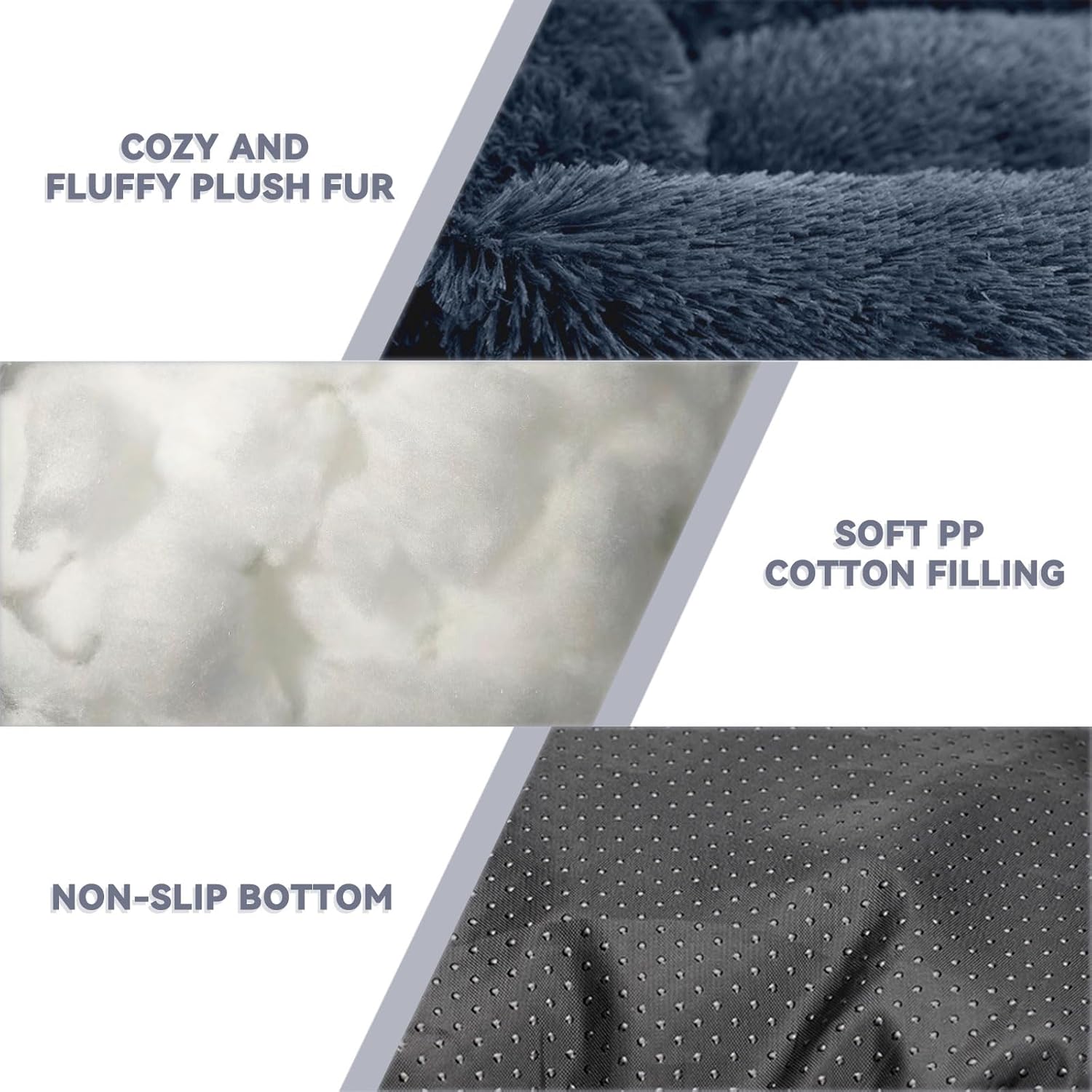 review Small Dog Beds Cat Bed, Calming Dog Bed Machine Washable Anti-Anxiety Fluffy Soft Dog Bed, 26 Inch Rectangle Cozy Small Pet Bed for Puppy and Kitten, Blue Grey