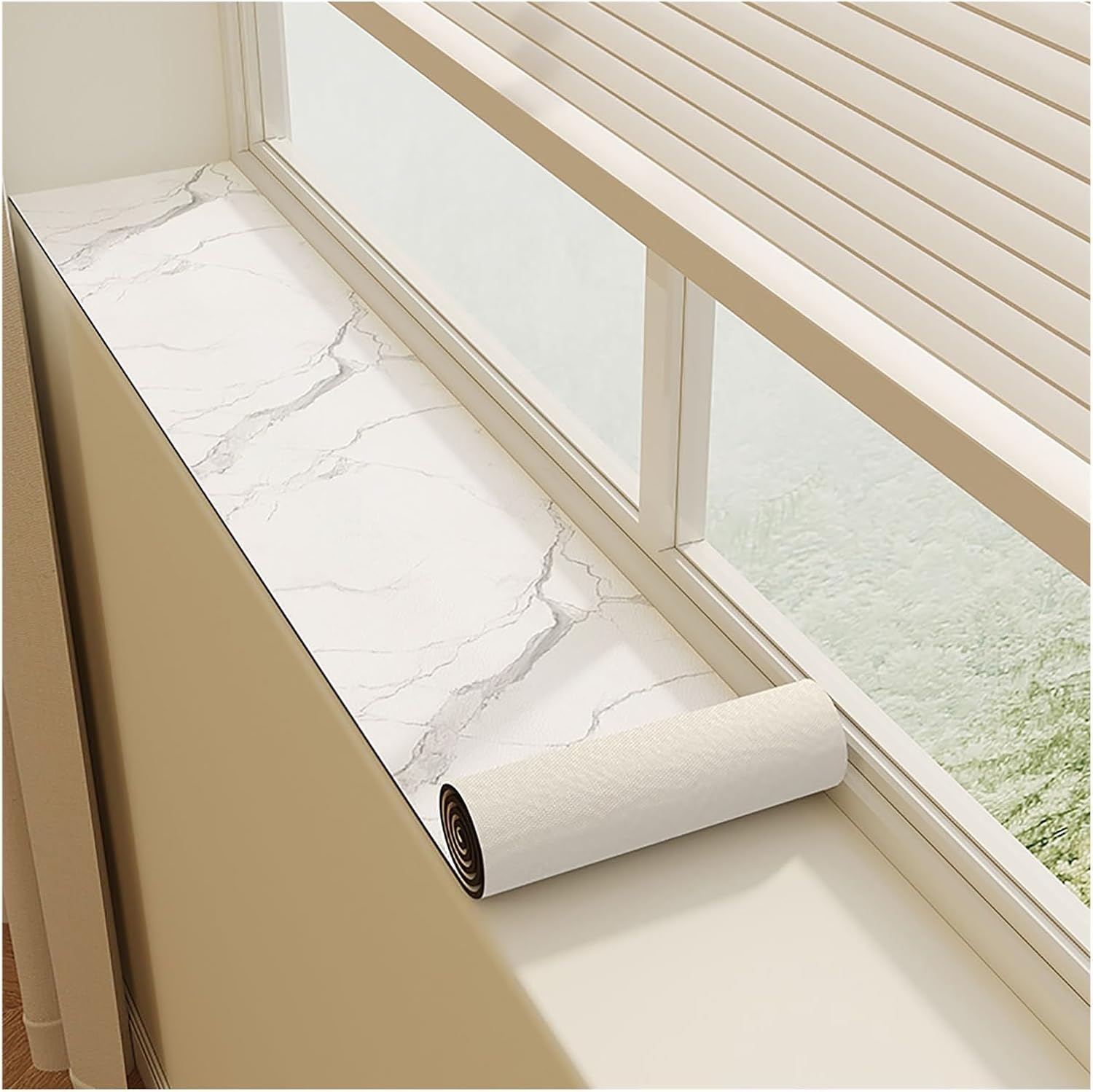 Scratch Resistant Window Sill Cover, Non-Slip Multi-Purpose Shelf Liner for Cabinets, Nightstands & Vanities, Stylish Rectangle Mat (15.7x55.1in/40x140cm)