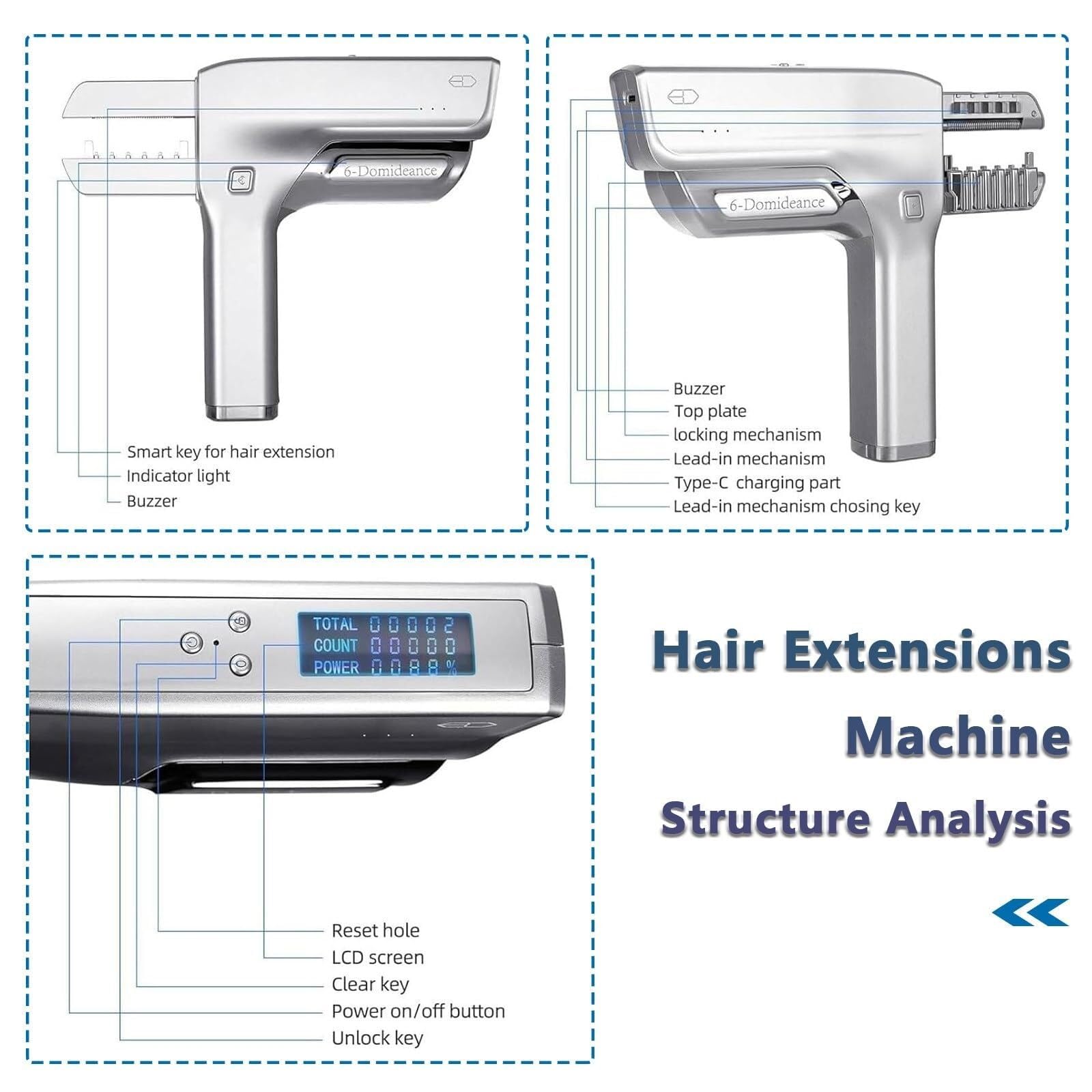 Machine d'extensions de cheveux 6D Combline avec pince, 30 minutes rapide sans trace Outil d'extension de plumes pour salon, facile à utiliser