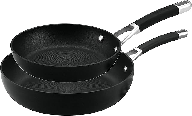Circulon Premium Non Stick Frying Pan Set of 2 - Induction Frying Pans 20cm & 28cm with Stainless Steel Base, Dishwasher Safe, Black