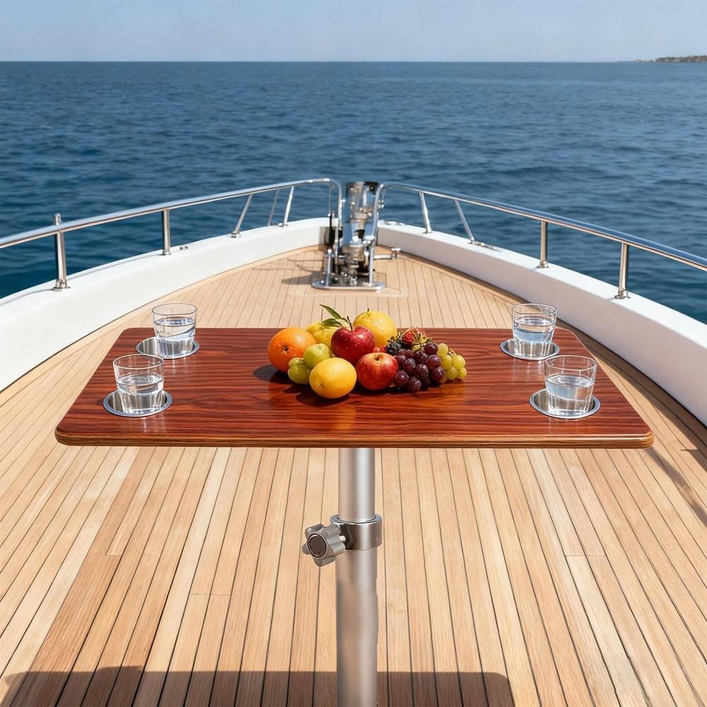 Tavolo da barca in legno massiccio 800 x 400 mm, liscio, per yacht, pontone, camper, rimorchio, con bordi arrotondati di sicurezza