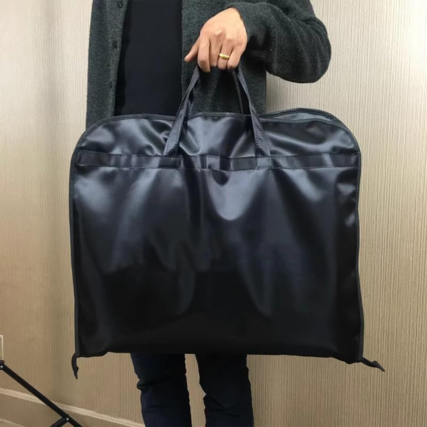 Bolsas de ropa para vestidos, fundas de ropa para vestidos de novia, altura 62,99 "/78,74", fundas plegables para bolsas de vestir con cremallera, transpirables, negro-60 x 20 x 200 cm (negro 60