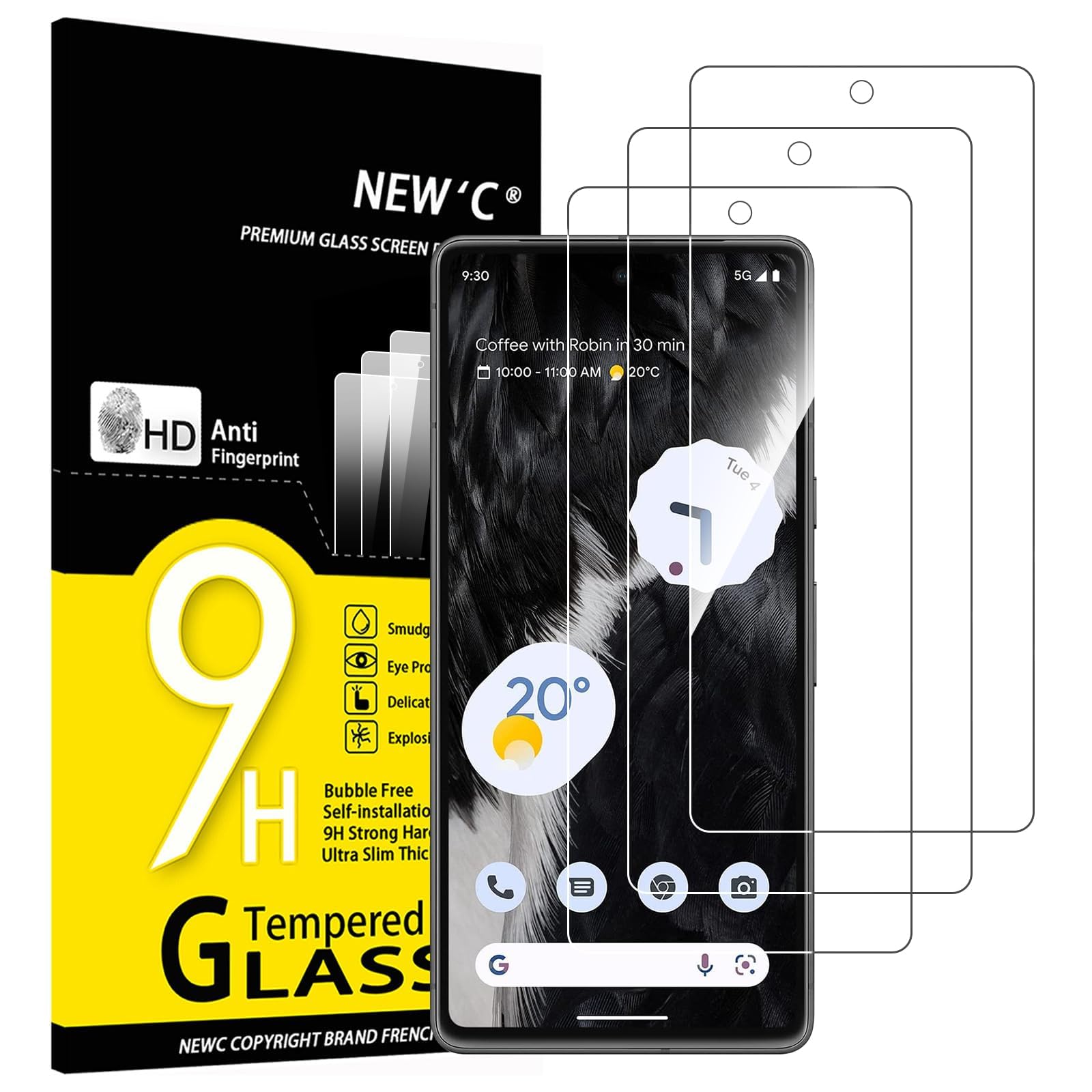 NEW'C for Google Pixel 7 Screen Protector Tempered Glass Bubble Free