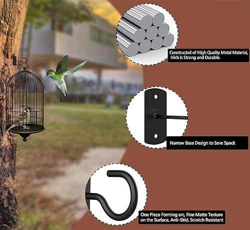 Miniatura 3 de Soporte colgante para plantas de 6 pulgadas, paquete de 4 ganchos de metal para plantas, gancho decorativo de pared para colgar linternas, comedero