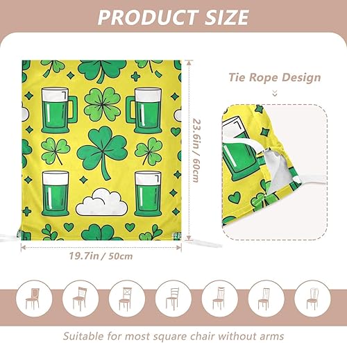 Miniatura 3 de St. Patricks Day Beer Yellow Green Decorative Birthday Seat Cover for Classroom Chair for Bedroom Soft Armless Chair Cover Protector para sillas de