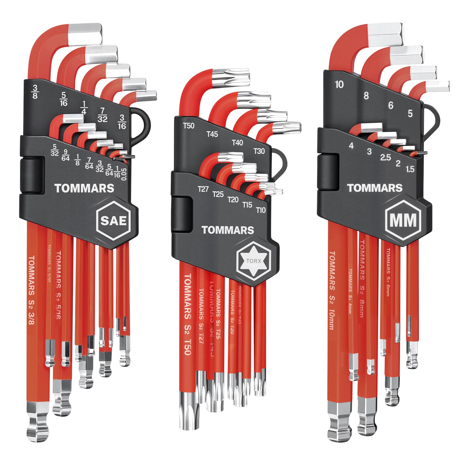 Amazon.com: TOMMARS 31-Piece Stubby Allen Wrenches Set Ball End