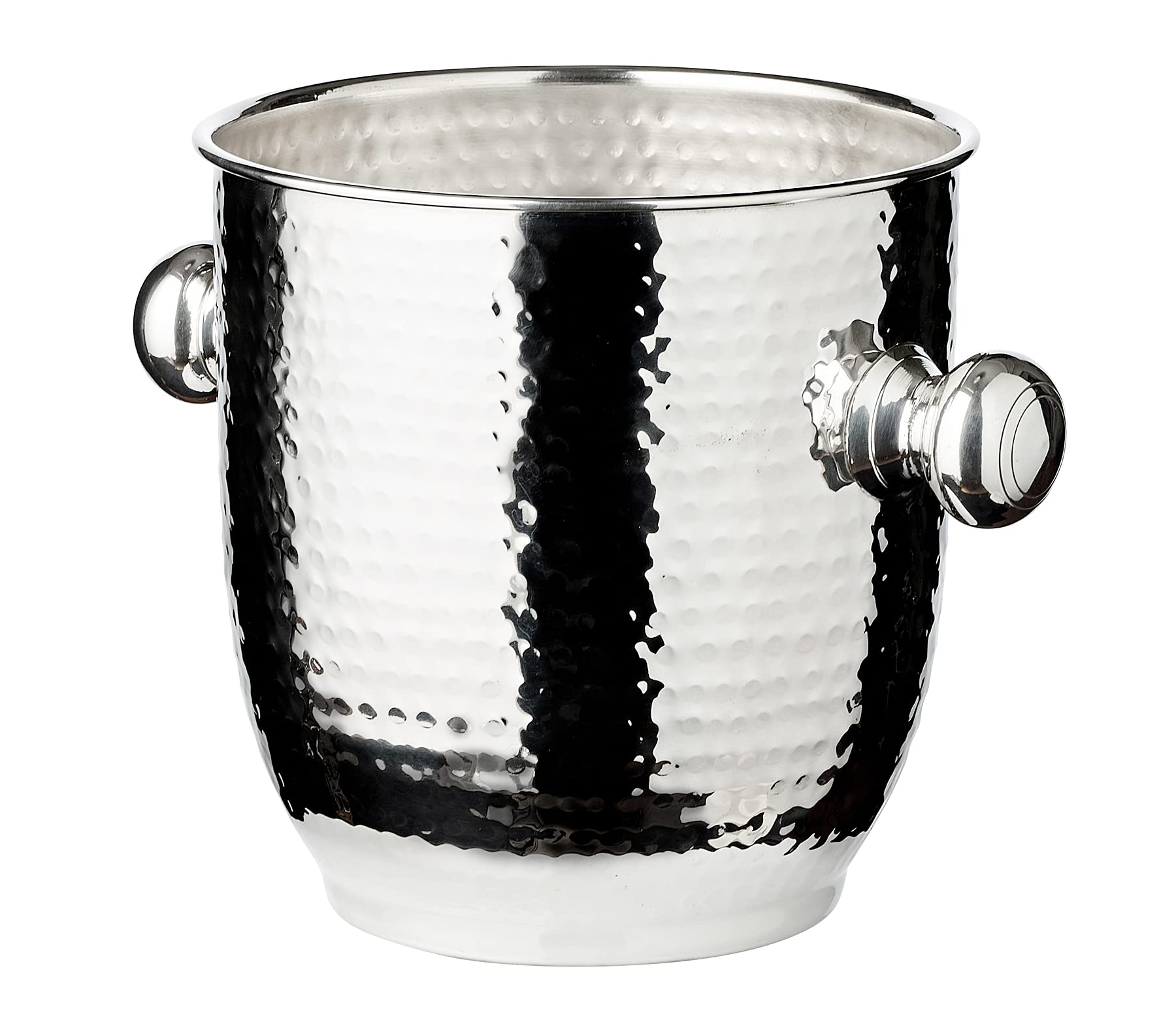EDZARD Champanera Alto (H 22 cm, Ø 20 cm), plateada, martillada, con asas, para 1 botella – enfriador de vino, enfriador de botellas, cubitera