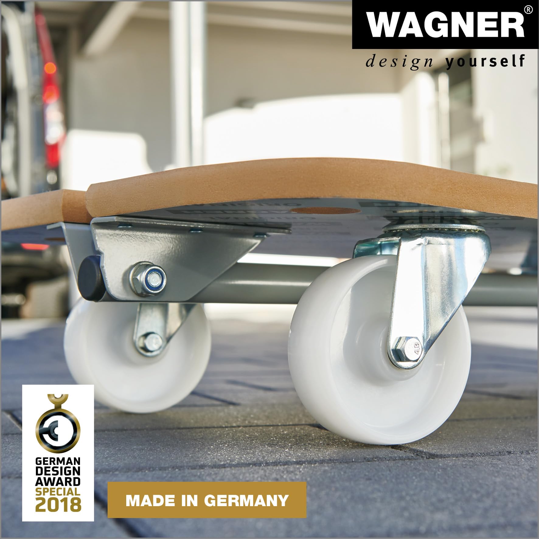 WAGNER Carrello da trasporto MM 1389 I 79 x 39 cm I timone pieghevole - ideale per carichi pesanti I cuscinetti antiscivolo I portata 200 kg I facile da pulire - 20138901