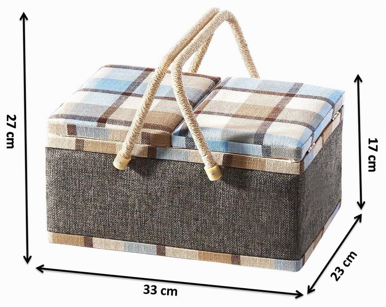 Kobolo Nähkästchen Nähkorb Nähkörbchen Nähkasten 33x23x17 cm Grau