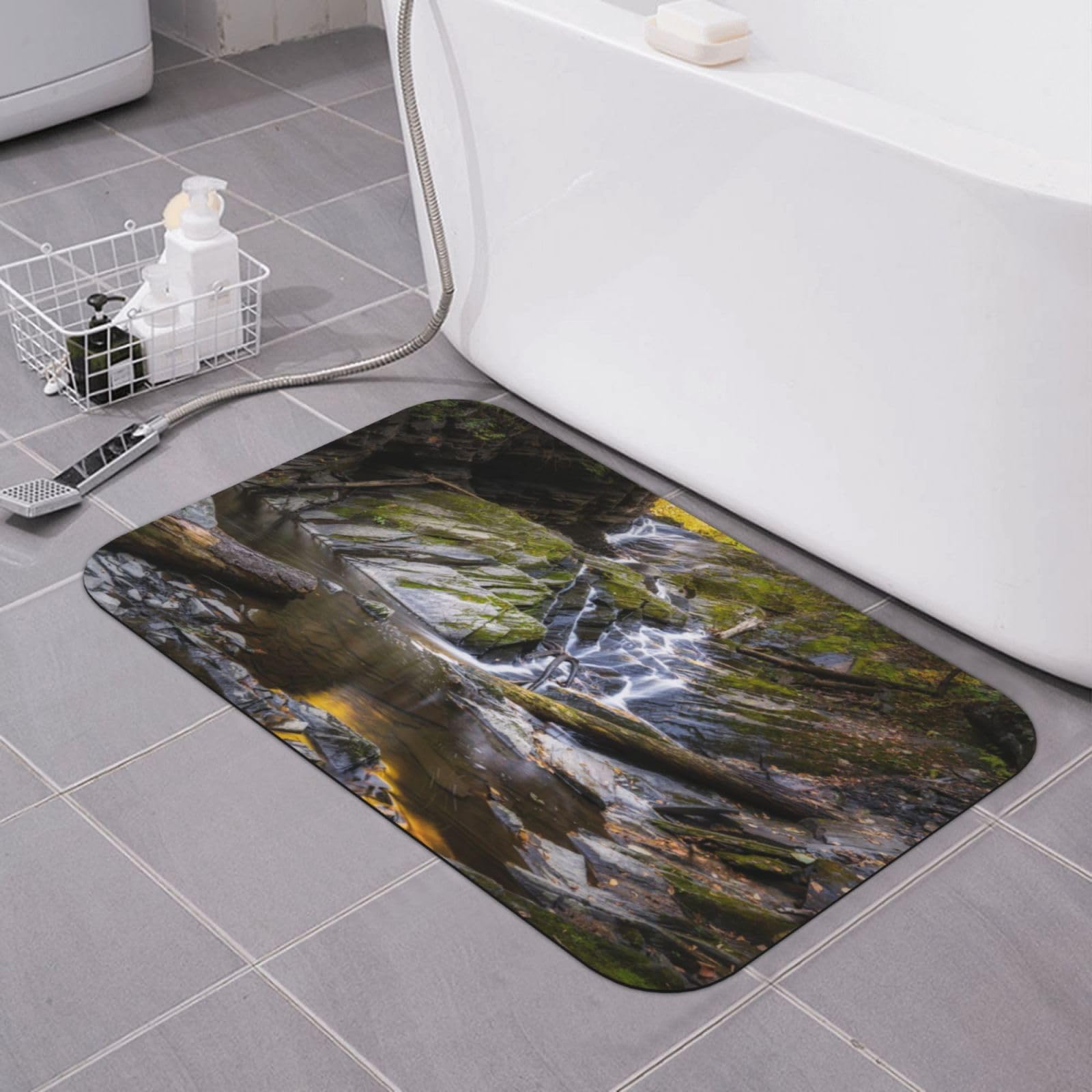 Tapis de bain cuisine et devant de baignoire Rocky Stream en terre de diatomées
